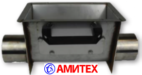 Одиночный поддон проходной для трубы 56мм из нержавеющей стали с отверстием для чистки 