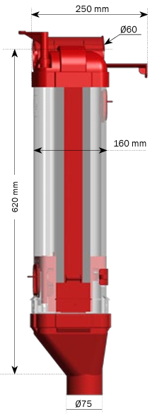 Дозатор объемом VD6 6л, включая задвижку, отверстие для чистки, опуск 75мм