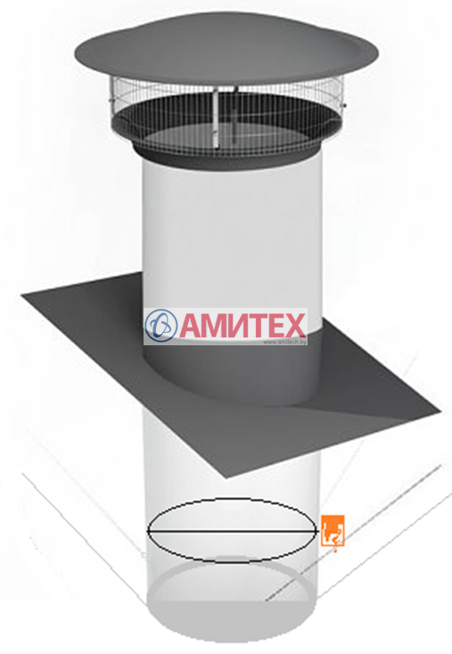 Шахта вытяжной вентиляции (без вентилятора) пластиковая, утепленная, толщиной 4мм, Ø 680мм, высотой 1,8м