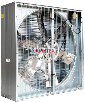 Вентилятор осевой в квадратном корпусе из нерж. стали AISI 430 1380*1380*400мм, 380 В, 3 фазы, 50 Гц, 1,1 кВт, 590 об/мин