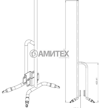 Опускная труба 1/2" подвода воды к 4-м одноуровневым поилкам 