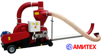 Пневмотранспртер для загрузки бункера со всасывающим соплом, циклоном мощностью 15кВт, производительность 11-14,5 т/час 