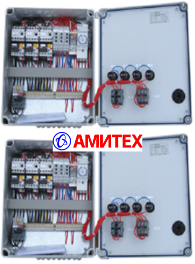 Двойной шкаф управления кормораздачей со шнековой подачей корма в автоматическом (через цифровой таймер) и ручном режиме 