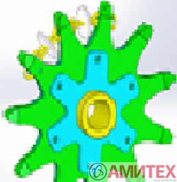Звезда приводная стальная диам вн. 38 мм для цепь-шайбы с расстоянием между шайбами  70 мм