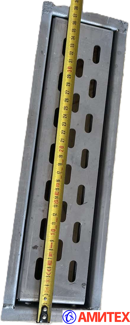 Лючок из нерж. стали 2 мм встраиваемый в решетку (посадочный 375*95) габаритный по верху 380*125 мм