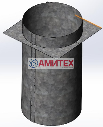 Шахта вытяжной вентиляции (без вентилятора) из оцинкованного листа толщиной 1,2 мм Ø860мм, высотой 1,25 м