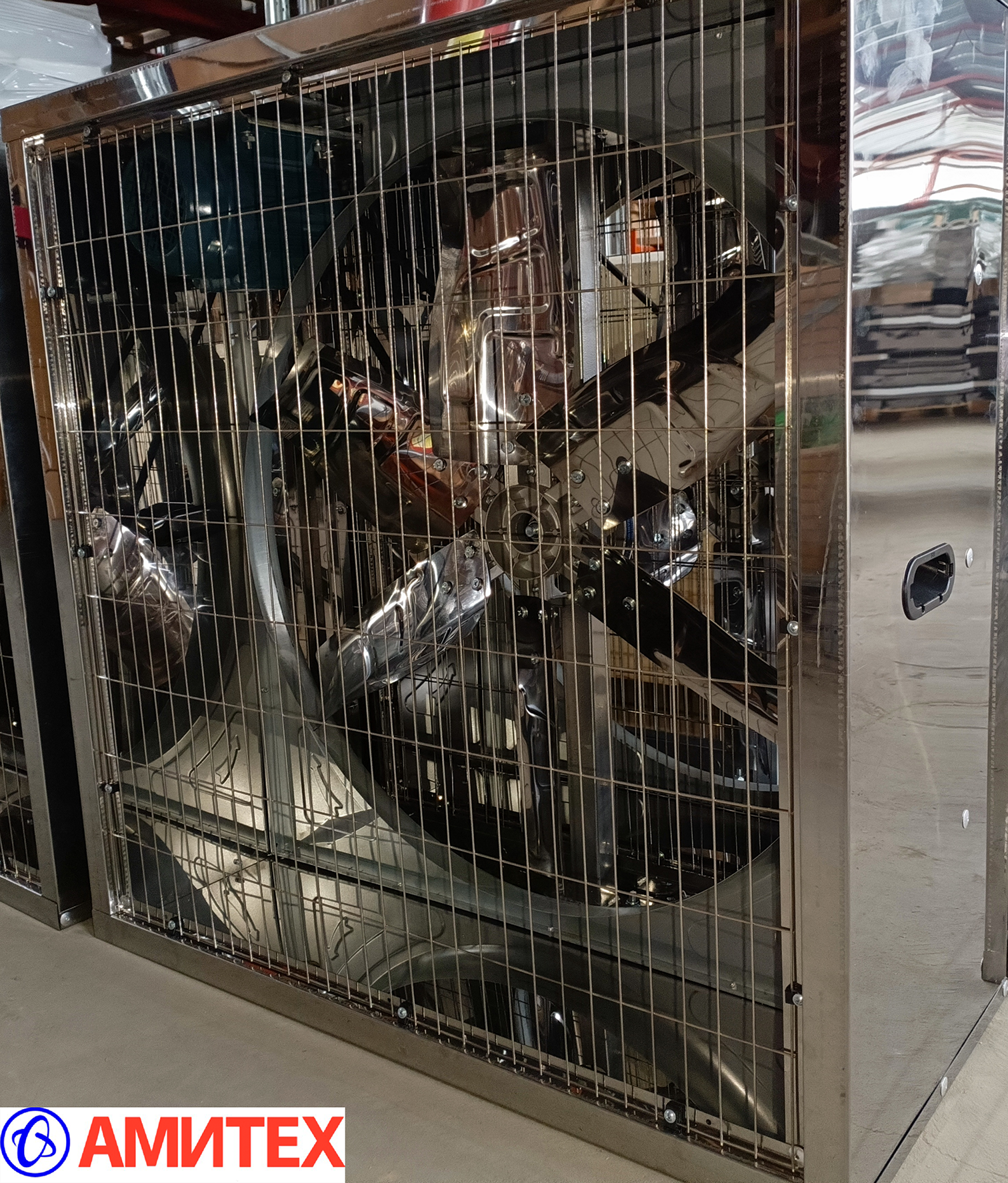 Вентилятор стеновой 800х800мм, нерж. сталь