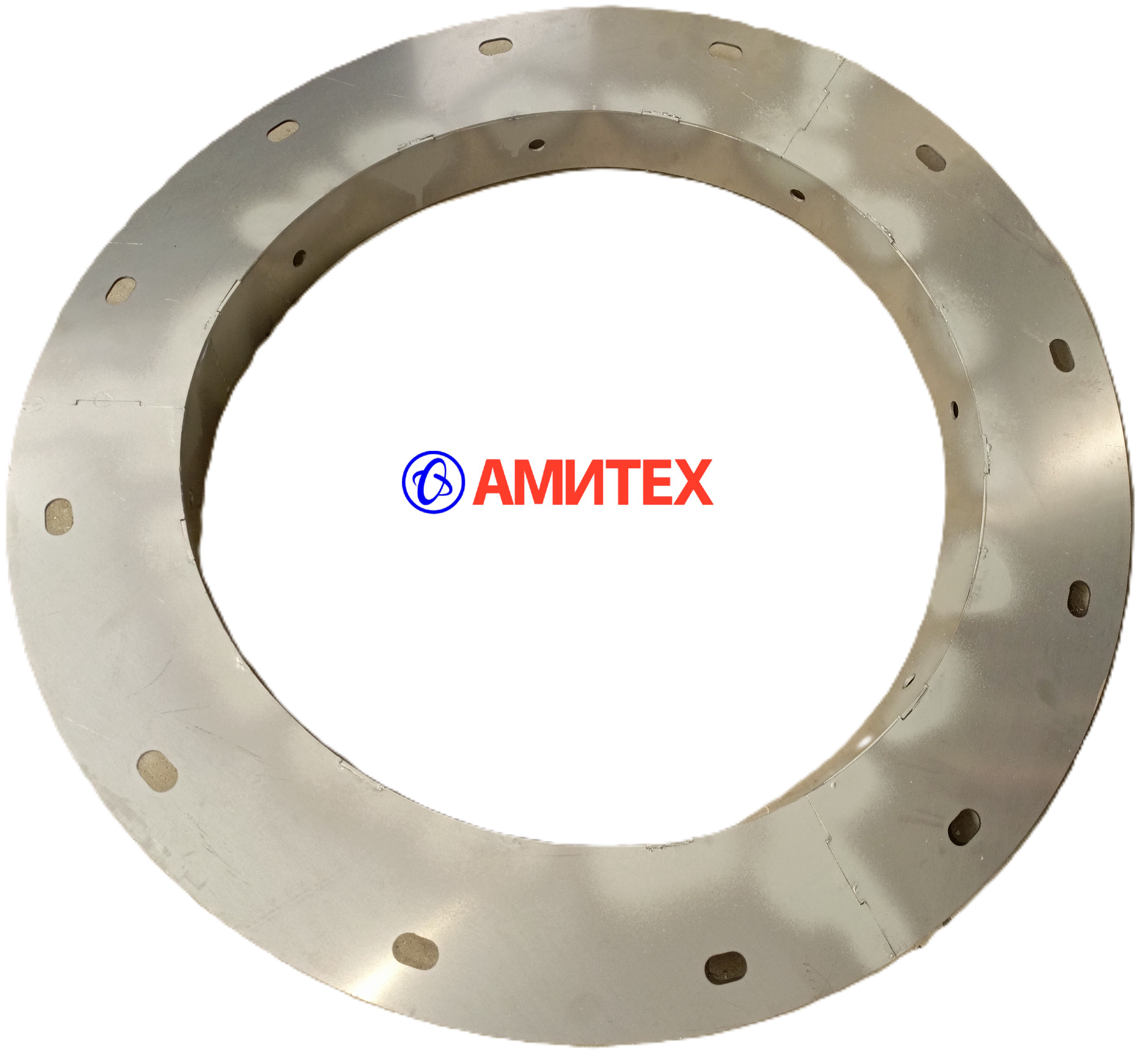 Фланец переходной из нерж.стали с фланца горловины бункера на пластиковую заборную горловину