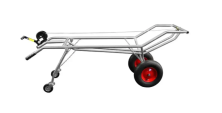Тележка для перевозки животных с шасси из нержавеющей стали  на пневмоколесах Ø 400 мм, лебедкой до 600 кг в комплекте с нерж. тросом и крюком, дополнительными опорными колесами   (аналог Monoflo 50570-10)